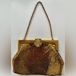 Vintage Whiting and Davis Gold Mesh Purse With Rhinestone Clasp